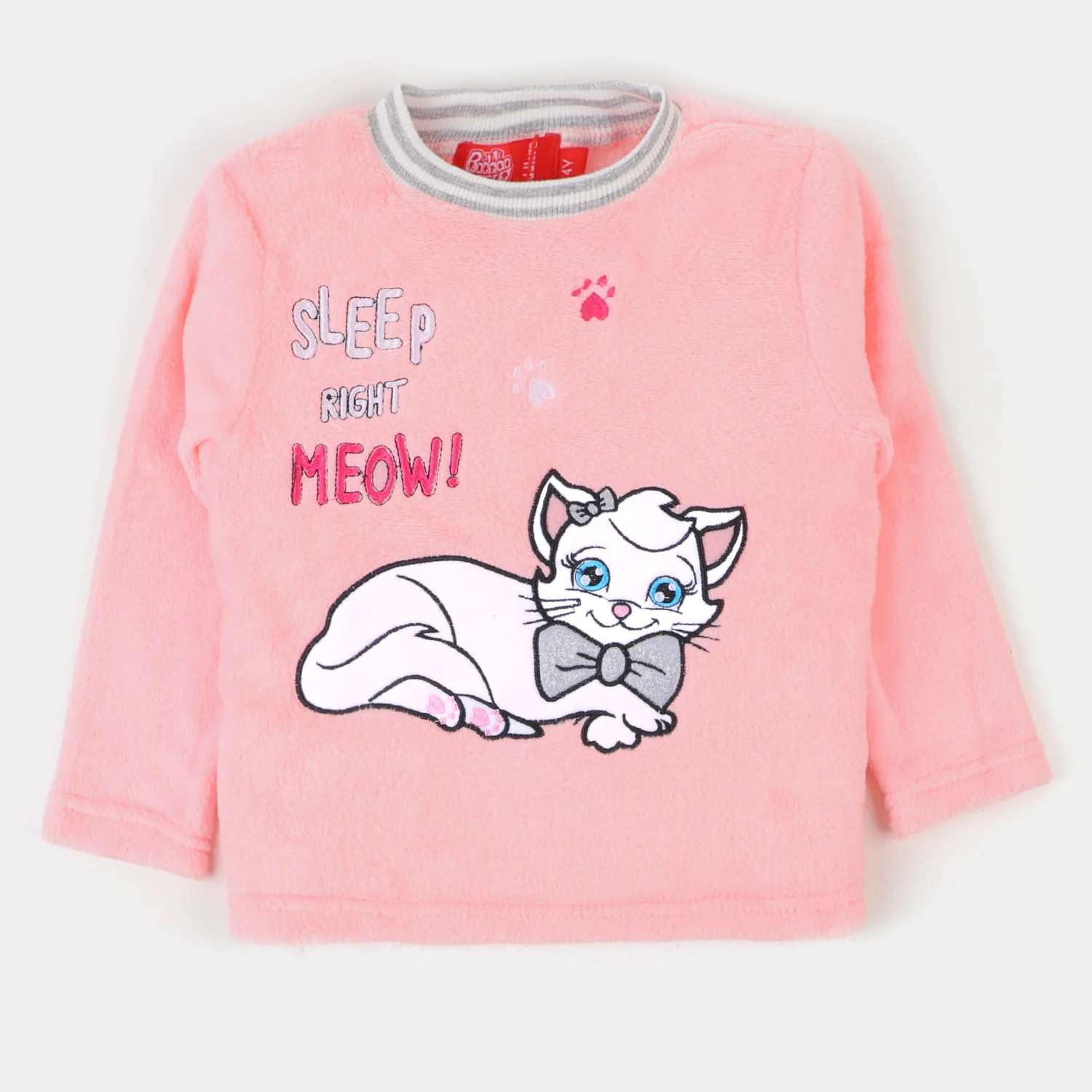 Girls 2 PCs Suit Sleep Right Meow -Pink - Image 2