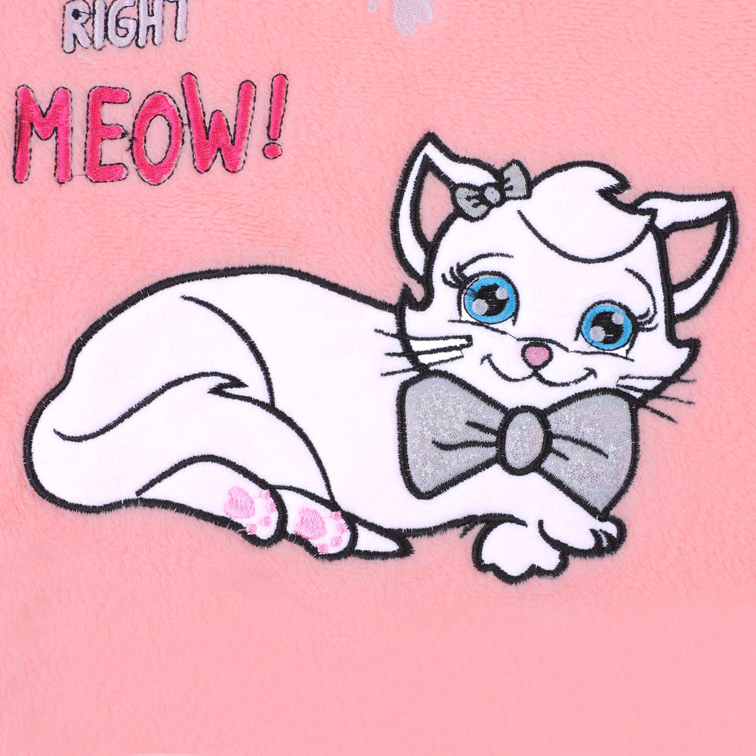 Girls 2 PCs Suit Sleep Right Meow -Pink - Image 4
