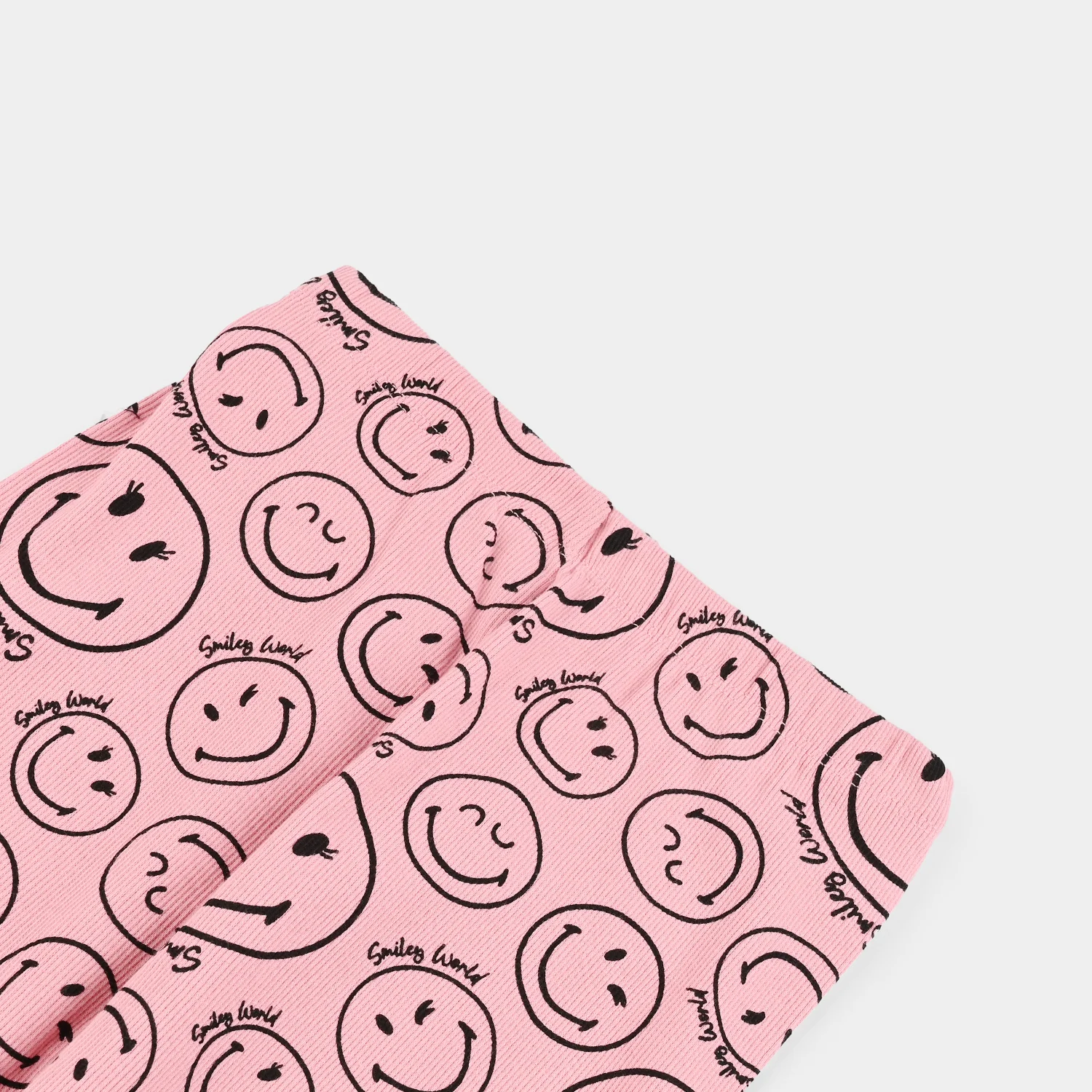 Girls 2x1 Rib Printed Tight (Smile) - Pink - Image 2