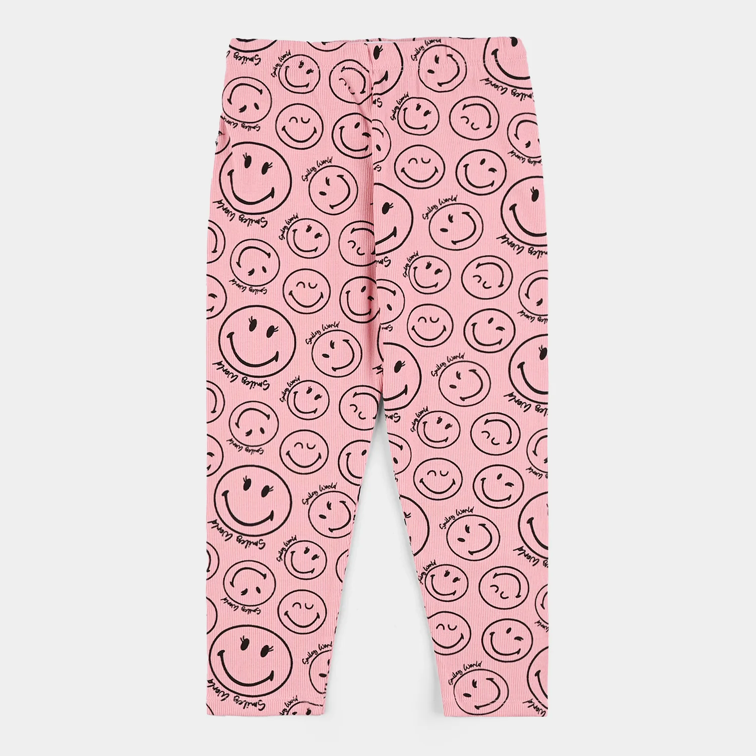 Girls 2x1 Rib Printed Tight (Smile) - Pink - Image 3