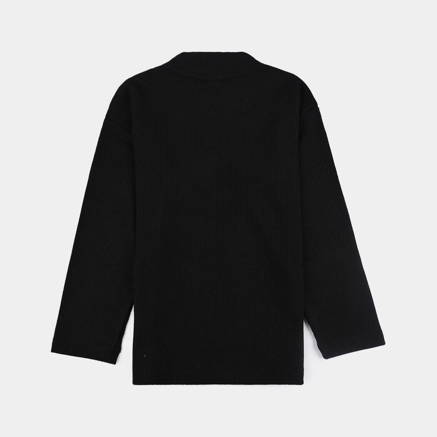 Girls 2x1 Rib Sweatshirt BLACK SHINE - Image 3