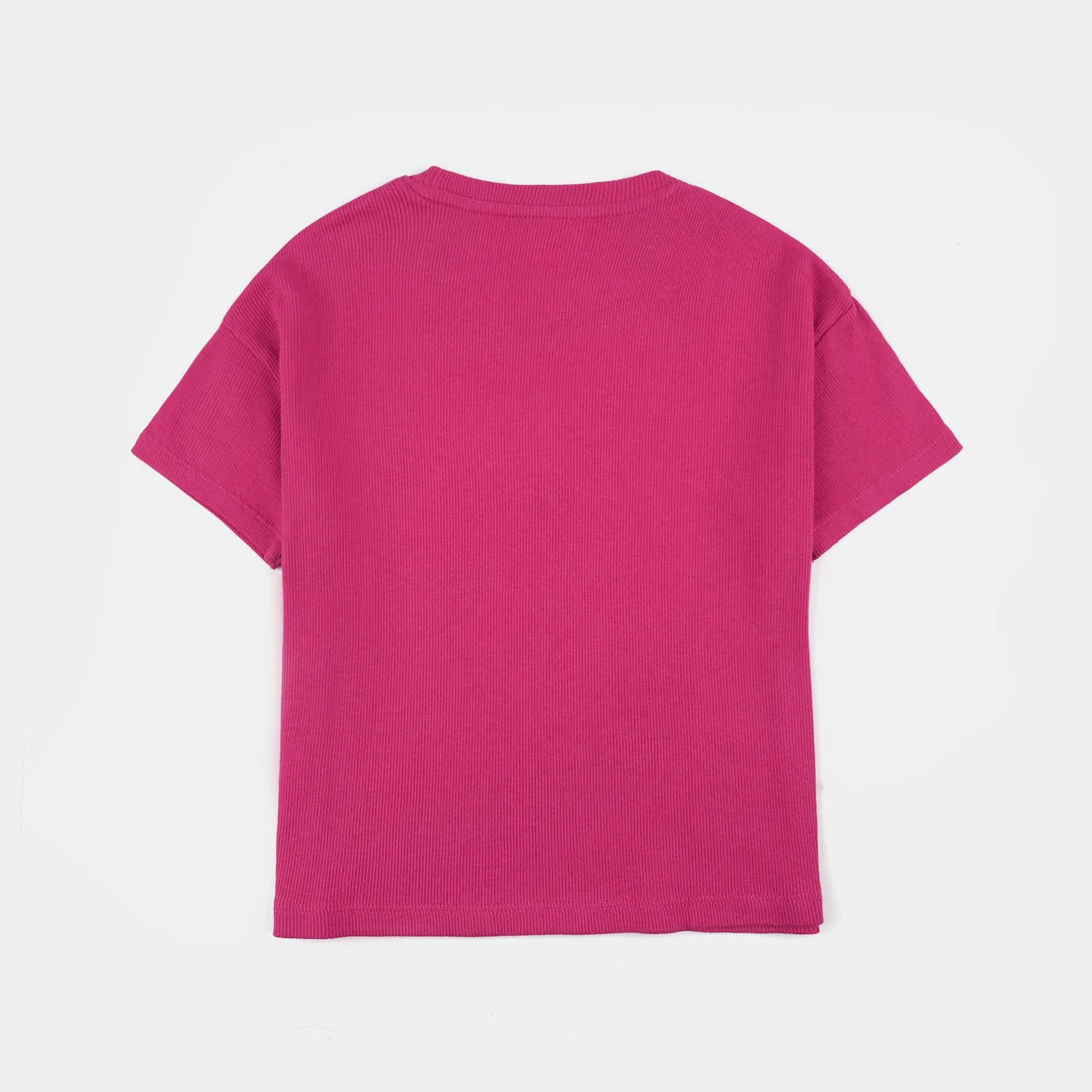 Girls 2x1 Rib T-Shirt (Amore) - Hot Pink - Image 4