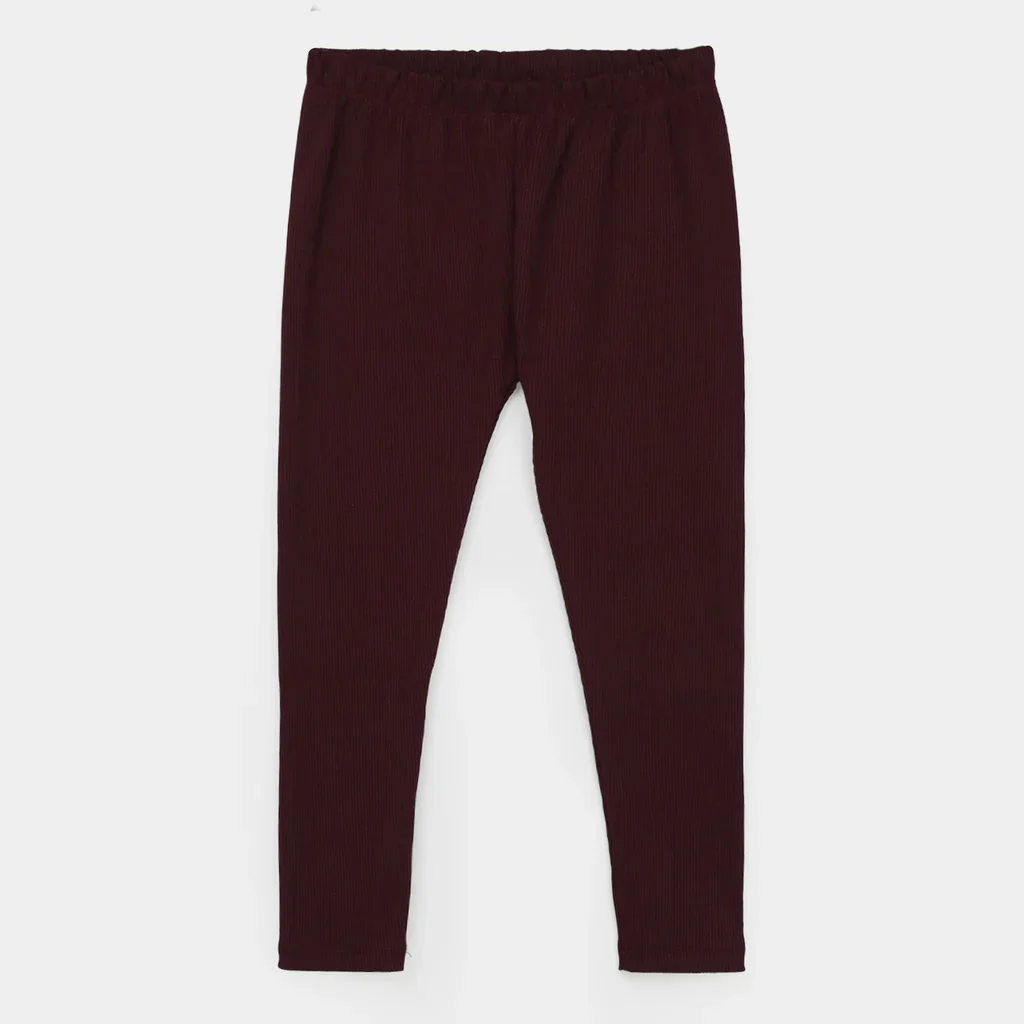 Girls Rib Tight - Maroon - Image 3