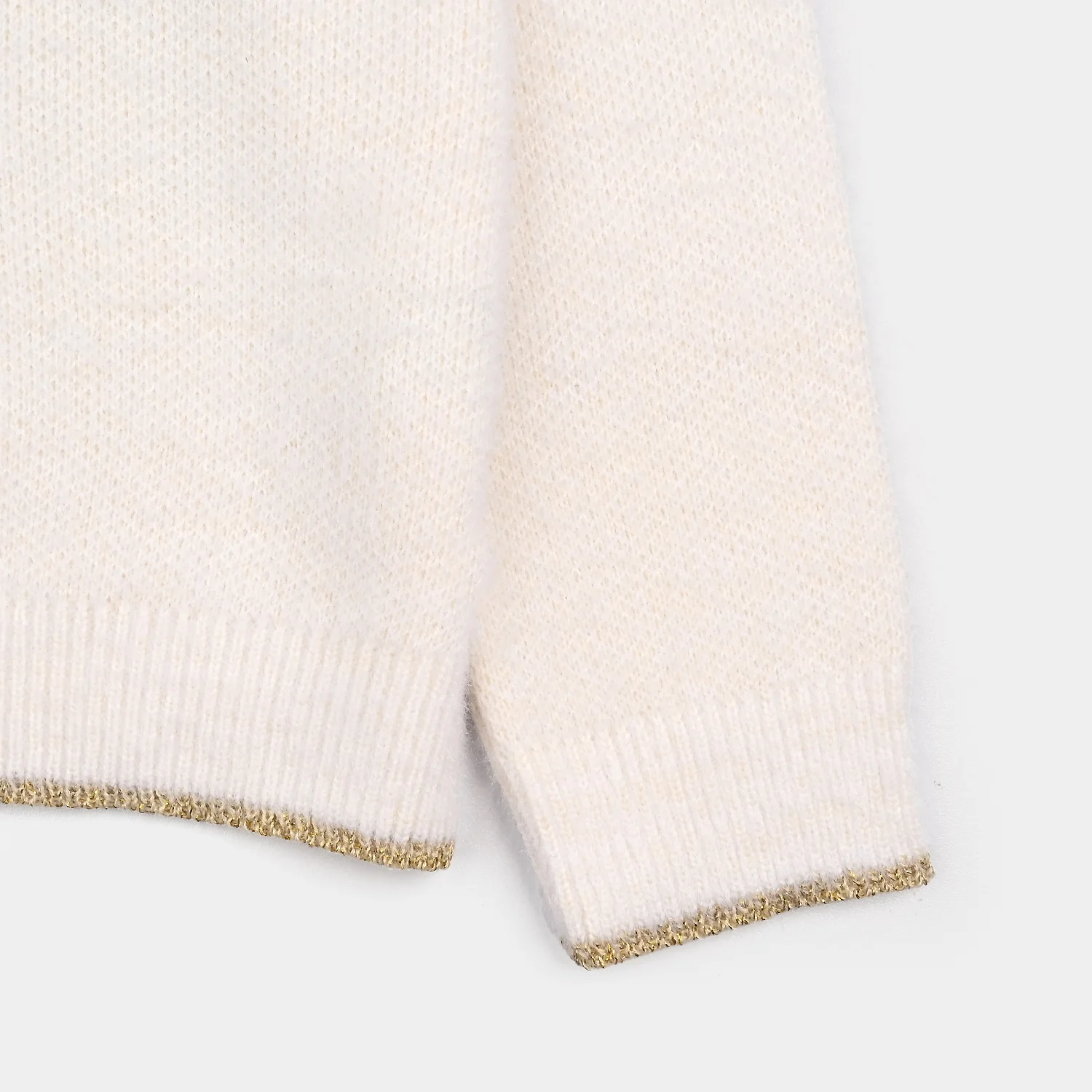 Girls Acrylic Feather Lurex Sweater (Sparkle) - Off White - Image 3