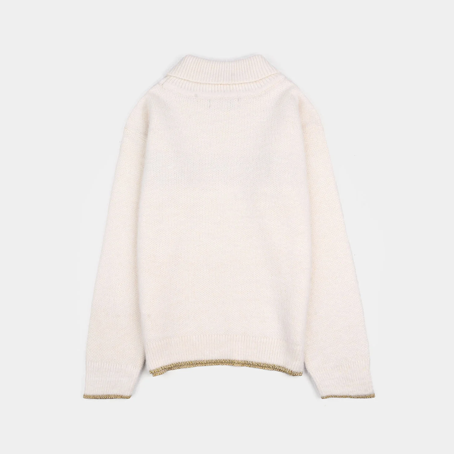 Girls Acrylic Feather Lurex Sweater (Sparkle) - Off White - Image 4
