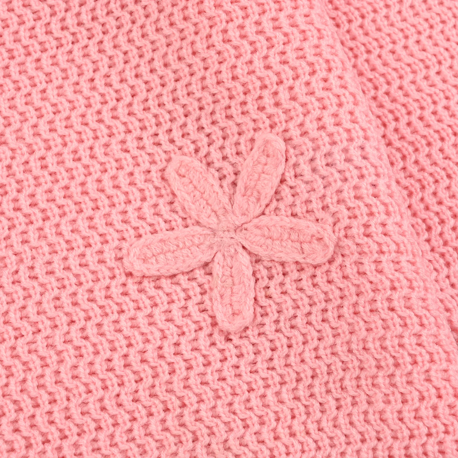 Girls Acrylic Sweater (Flower) - Pink - Image 2