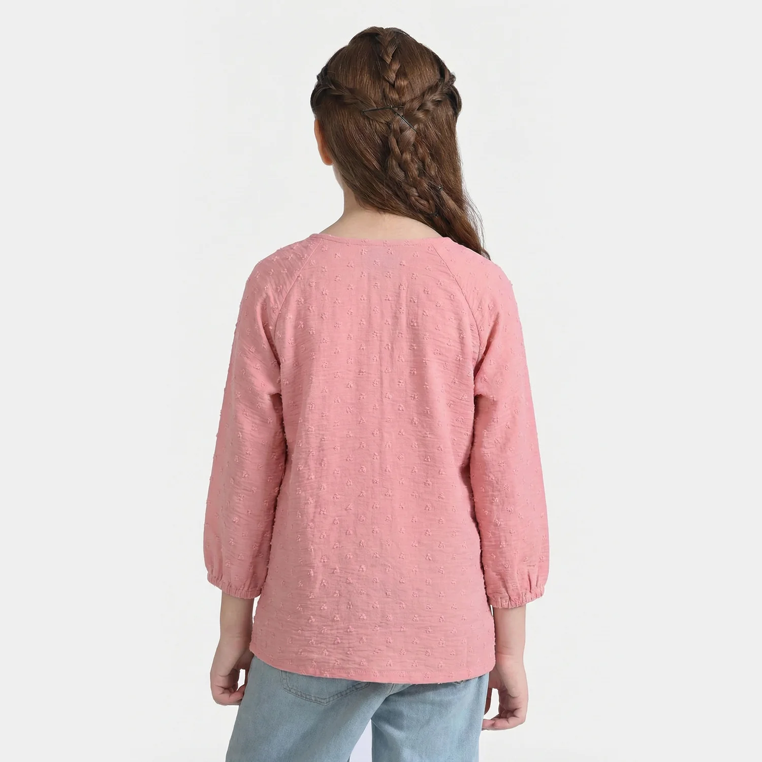 Girls Cotton Casual Top Brochia – Pink - Image 3