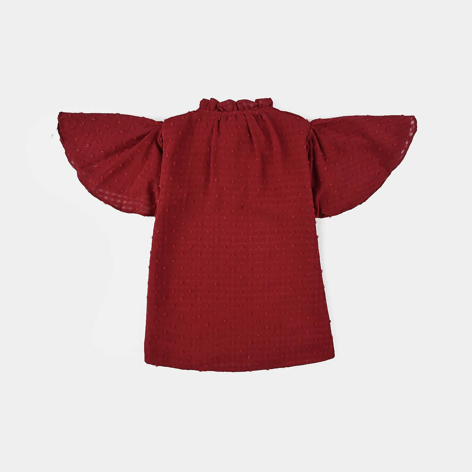 Girls Casual Top Flared Sleeves-MAROON Chiffon - Image 3