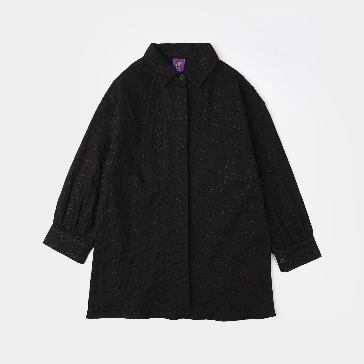 Girls Chicken Kari Embroidered Top (Bear) - Black