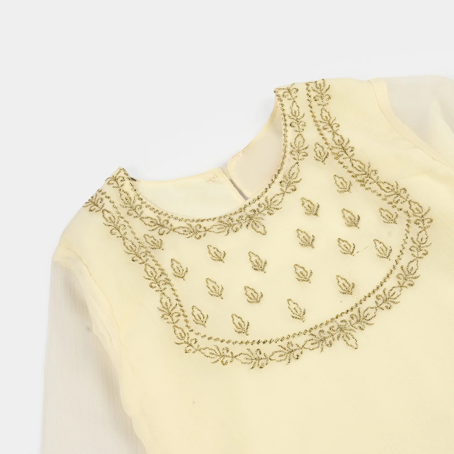 Girls Chiffon 3Pcs Set (Chamak) - Cream - Image 7