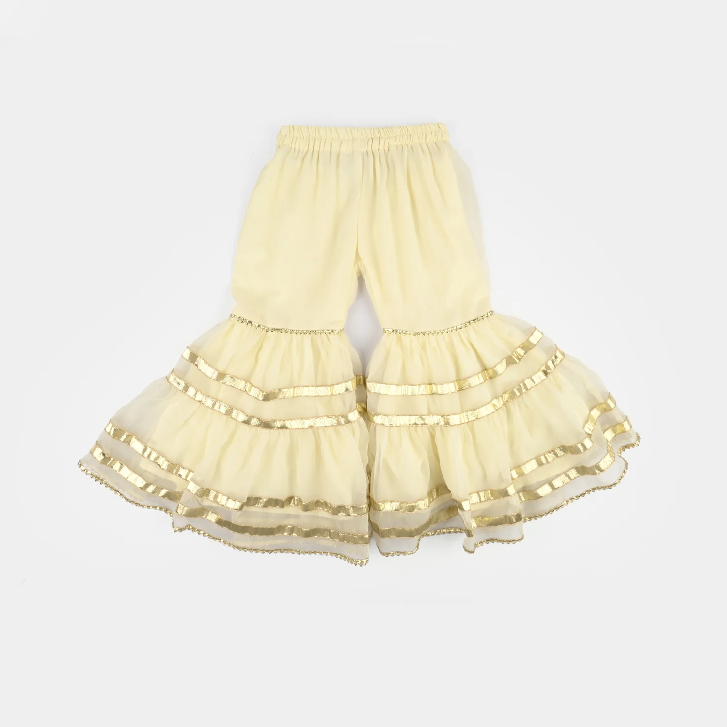 Girls Chiffon 3Pcs Set (Chamak) - Cream - Image 9