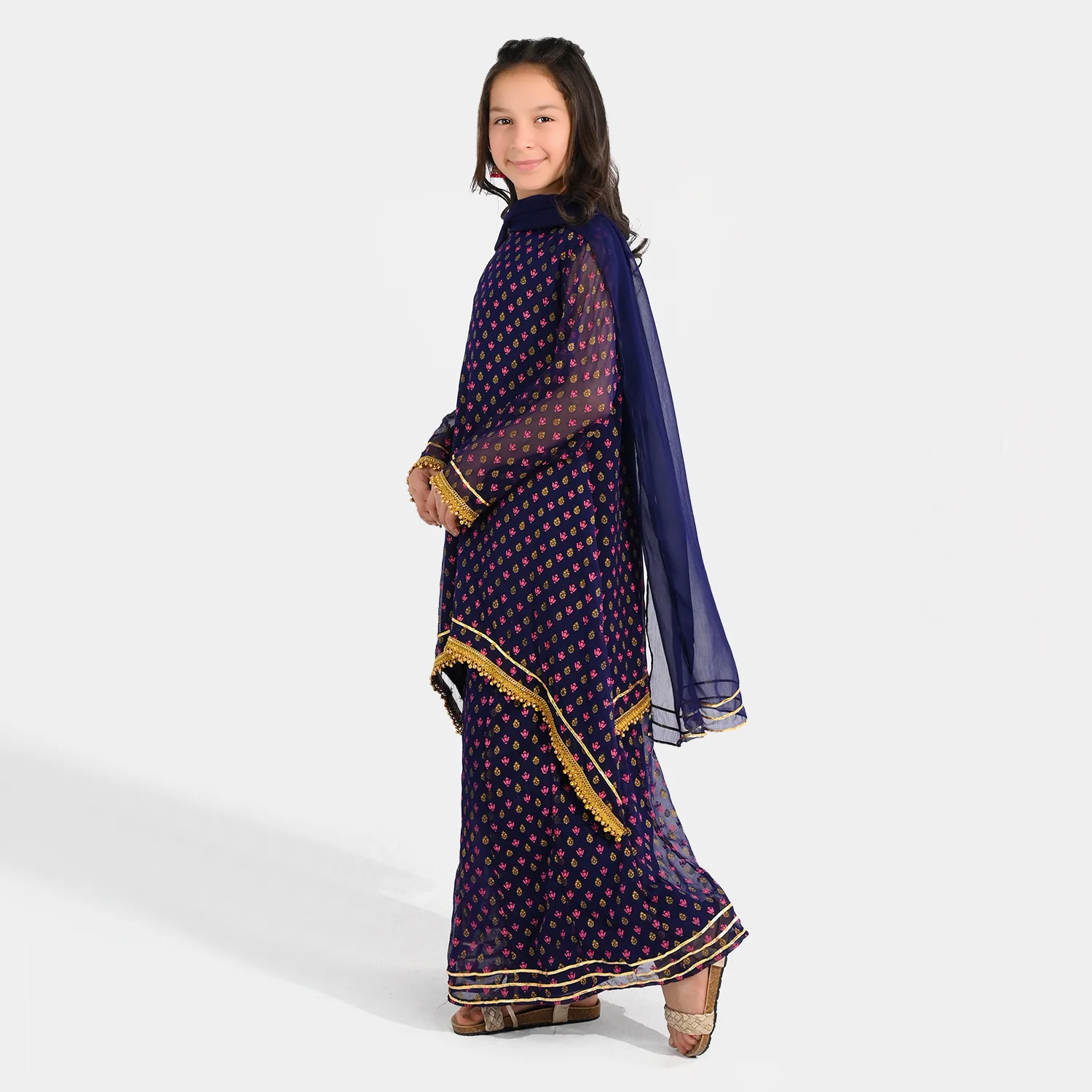 Girls Chiffon Suit (3 Piece) - Purple - Image 6