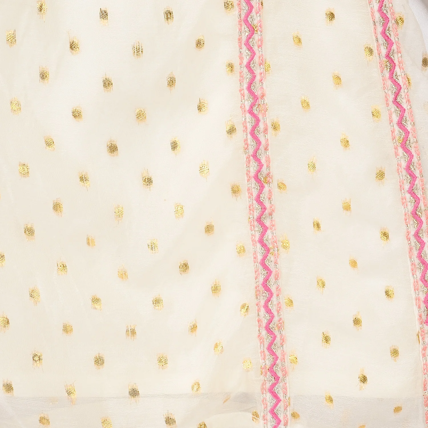 Girls Chiffon 3Pcs Zeenat - Cream - Image 10
