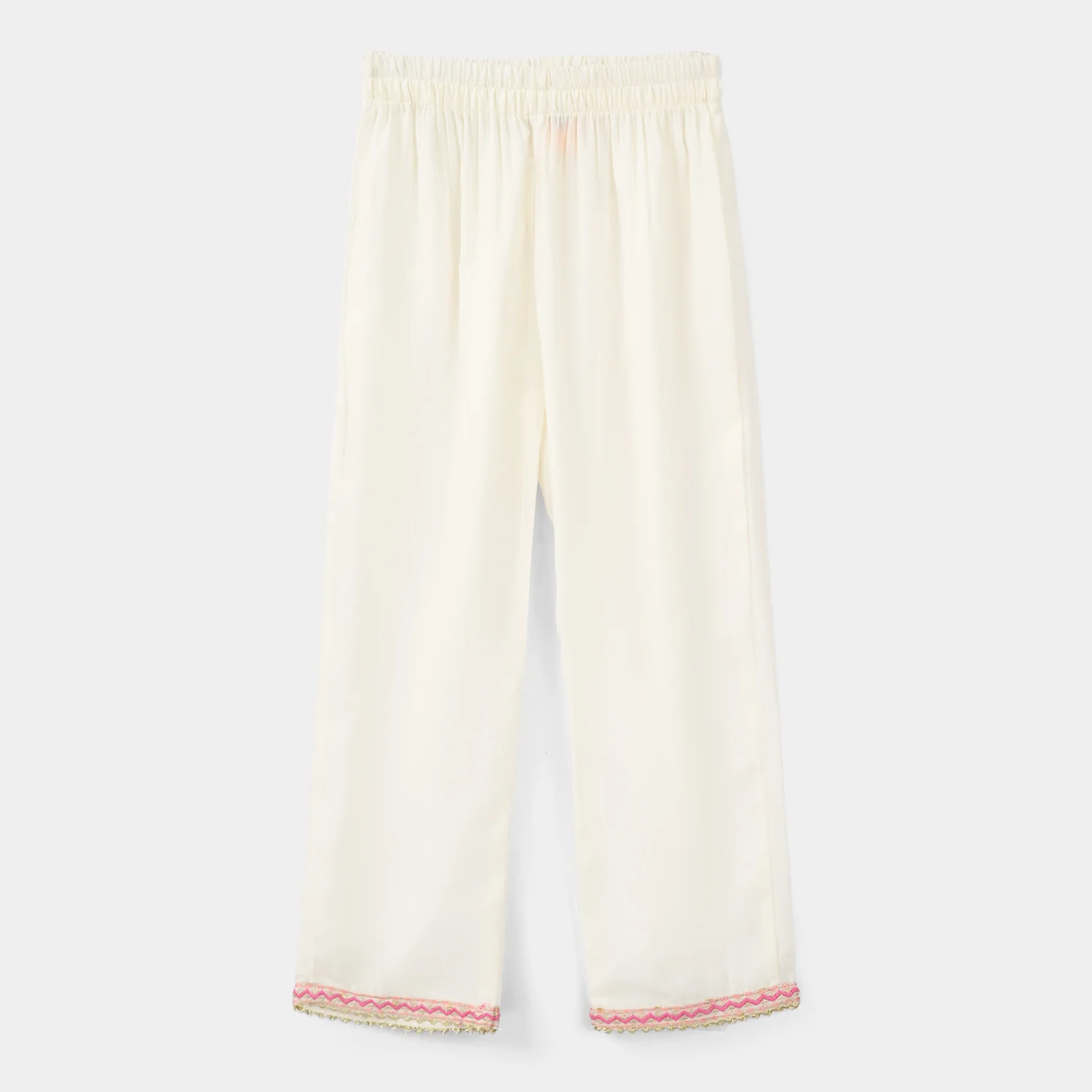 Girls Chiffon 3Pcs Zeenat - Cream - Image 11