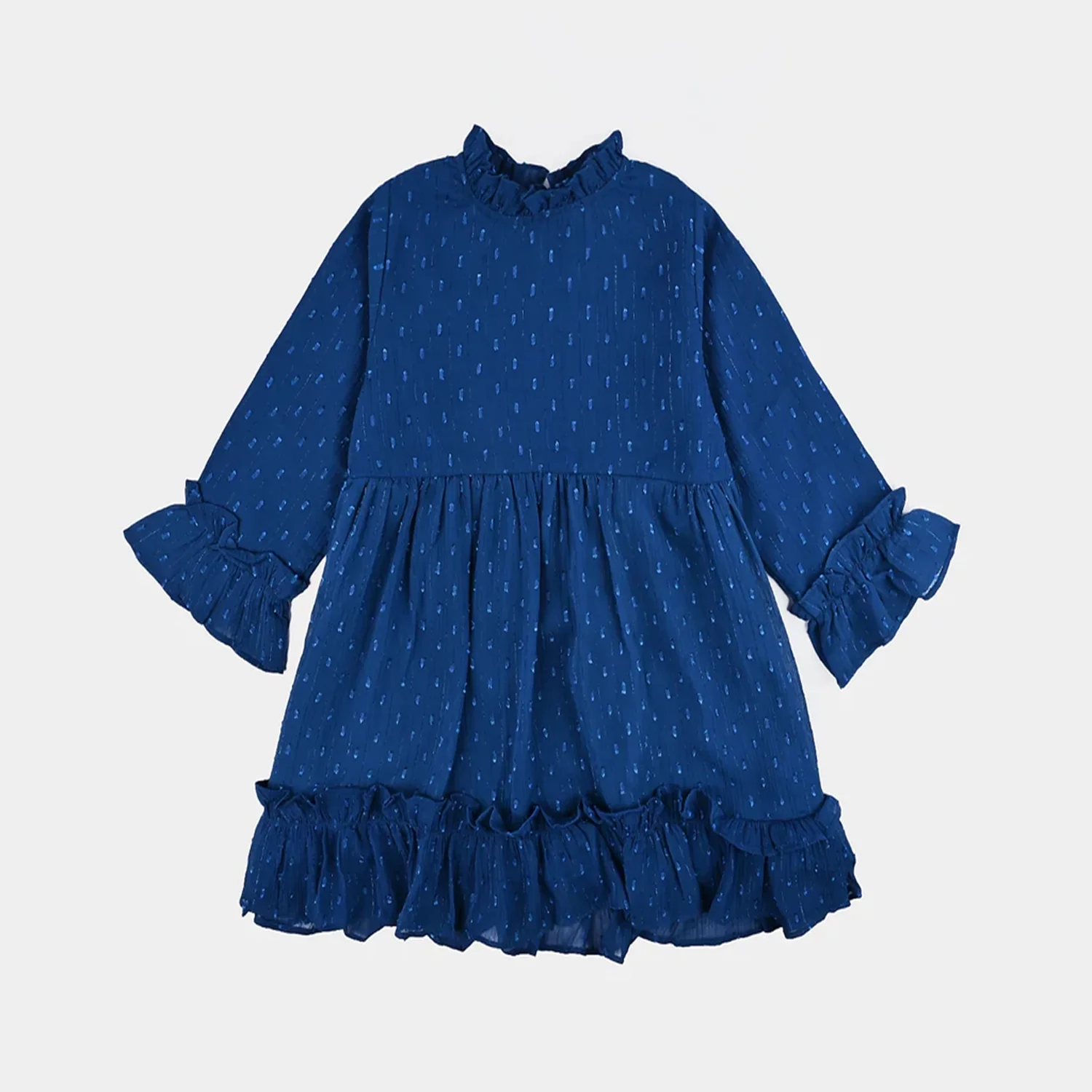Girls Chiffon Casual Frock - Blue