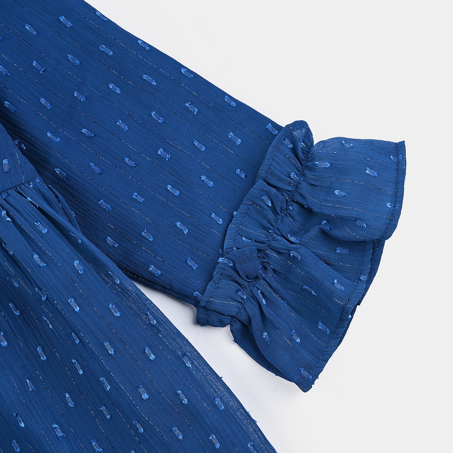 Girls Chiffon Casual Frock - Blue - Image 3