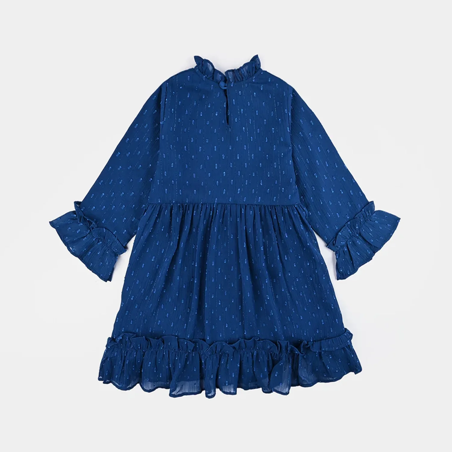 Girls Chiffon Casual Frock - Blue - Image 4