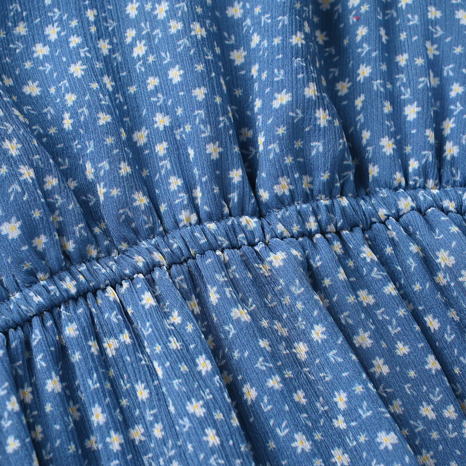 Girls Chiffon Casual Floral Frock - Blue - Image 2