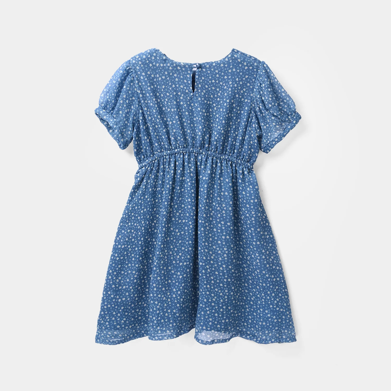Girls Chiffon Casual Floral Frock - Blue - Image 4