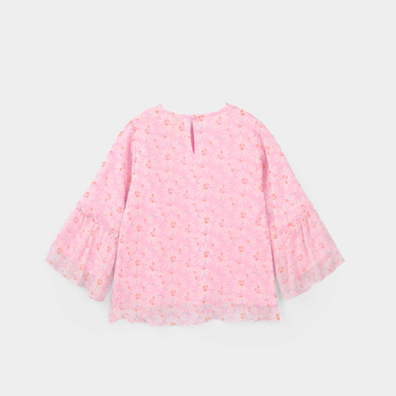 Girls Chiffon Casual Top - Pink Flamingo - Image 3
