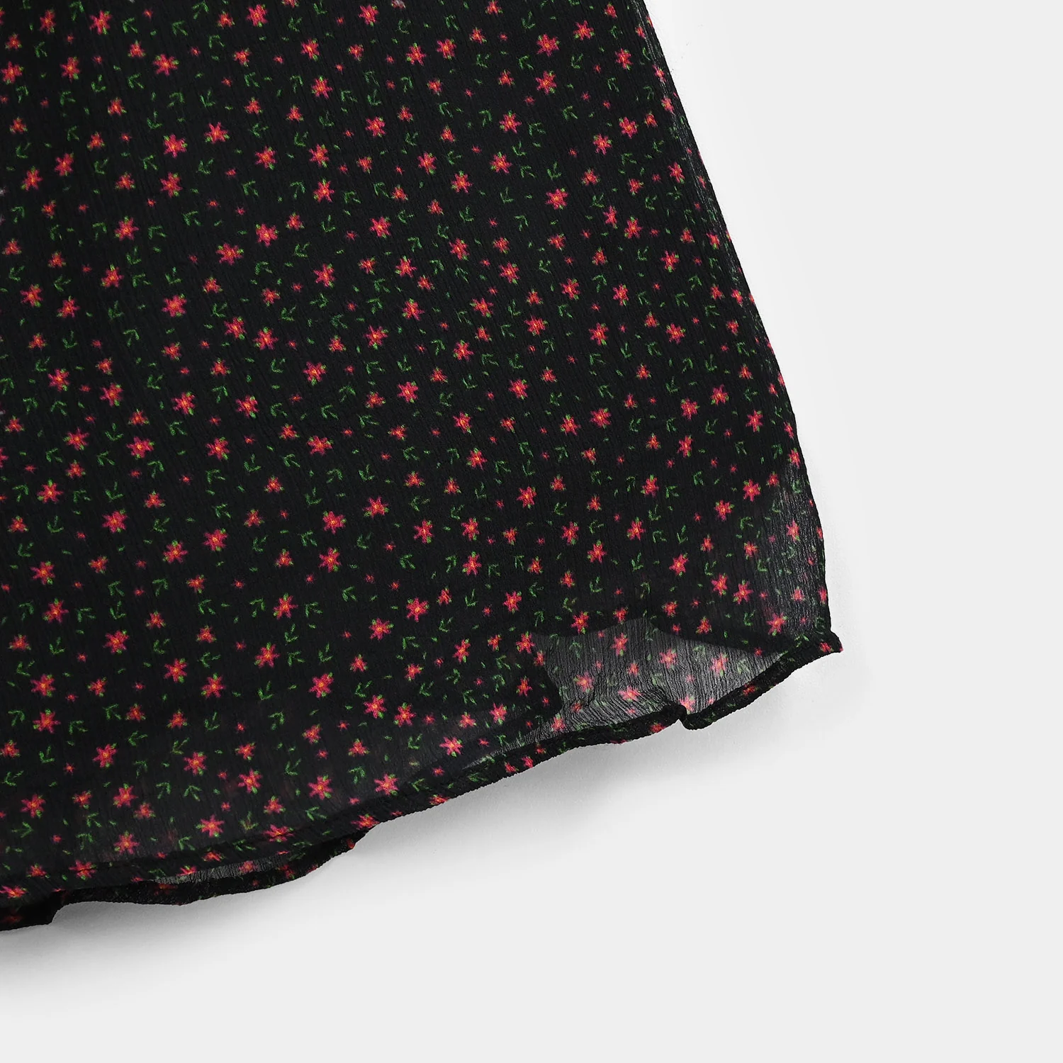 Girls Chiffon Long Skirt Tiny Flower - Black - Image 3