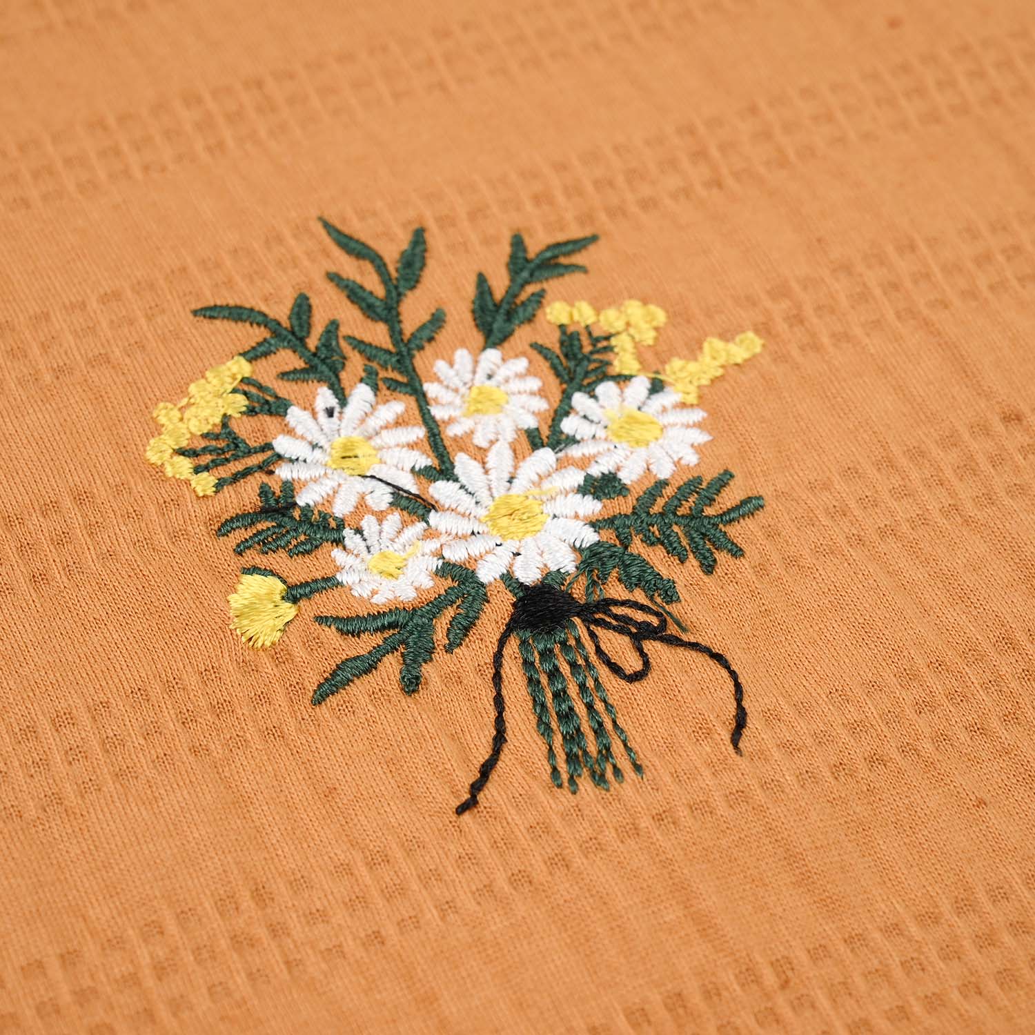 Girls Yarn Dyed T-Shirt (Daisy Bouquet) – Brown - Image 3