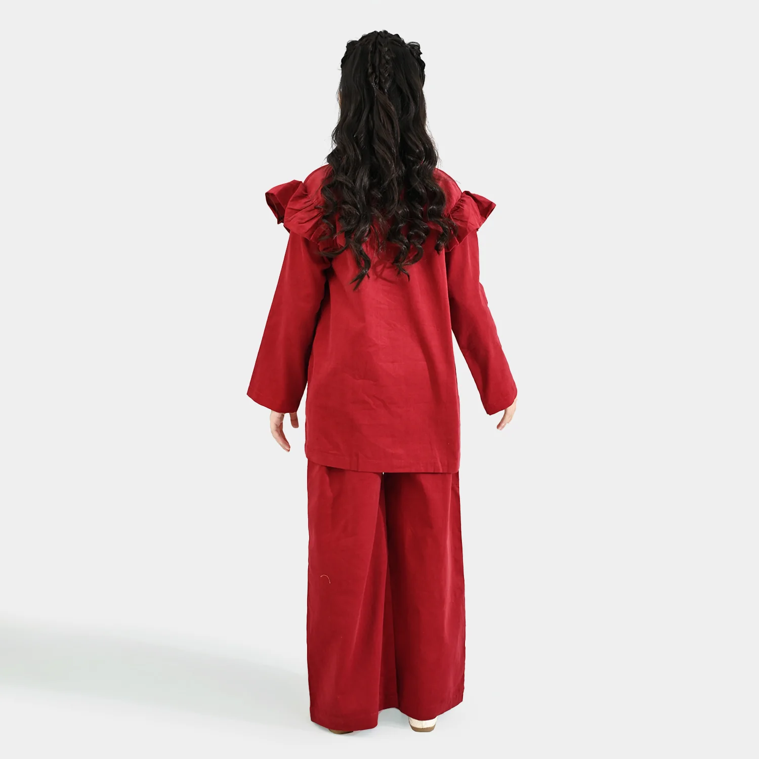 Girls Corduroy Co-Ord Set Rose-MAROON - Image 5