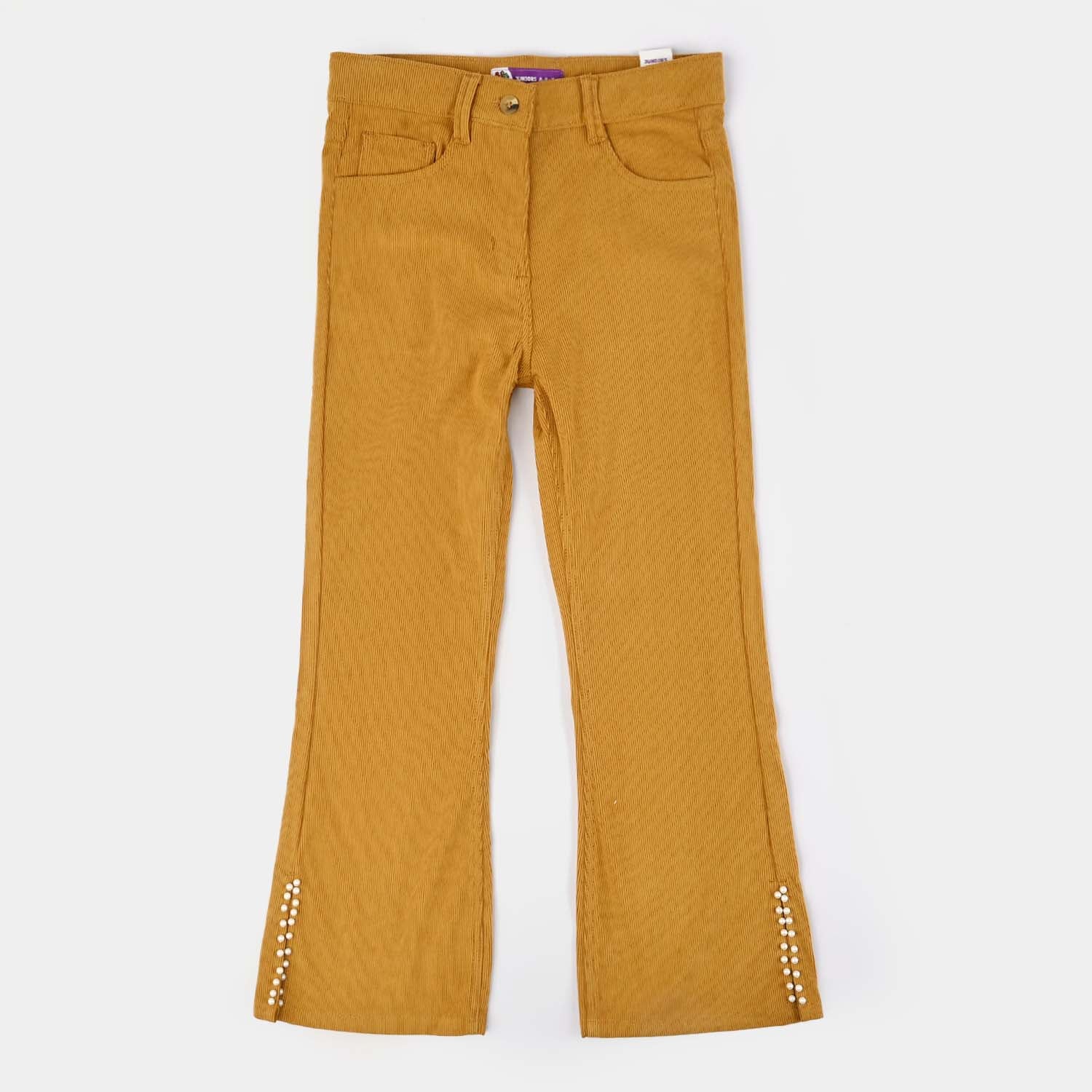 Girls Corduroy Pant Pearls - Mustard/Yellow