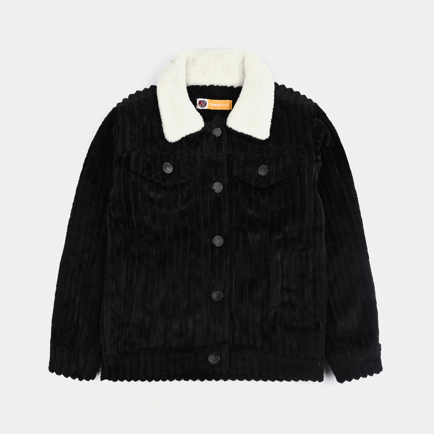 Girls Corduroy Woven Jacket Sherpa Ginger-BLACK