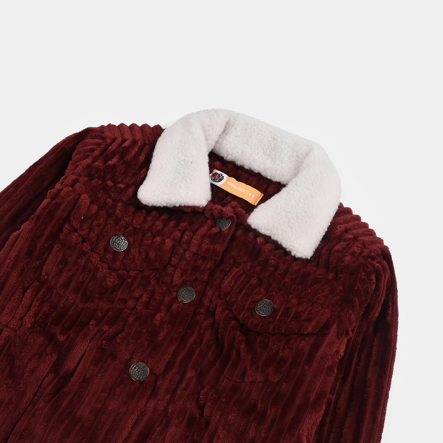Girls Corduroy Woven Jacket Sherpa Ginger-RED - Image 2