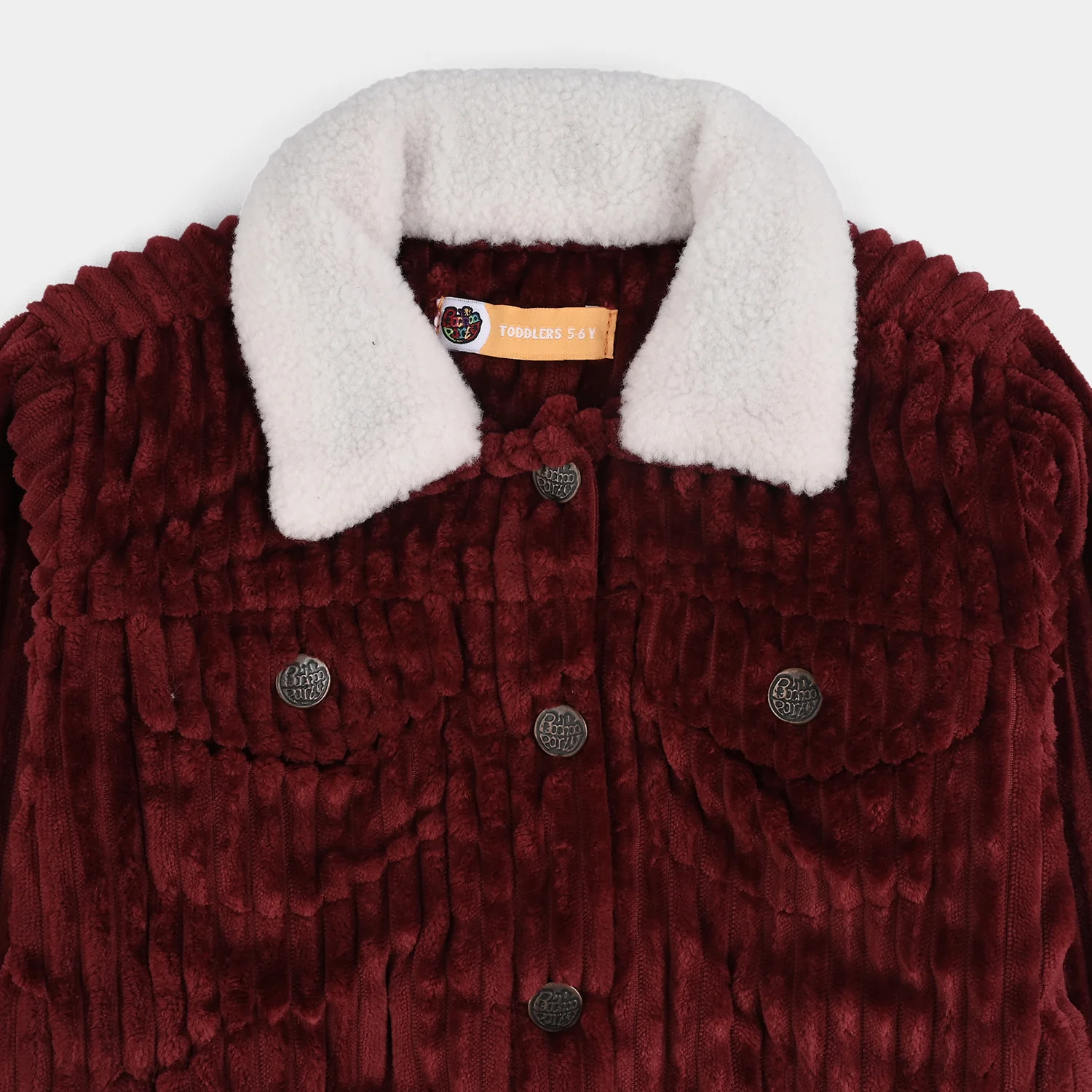 Girls Corduroy Woven Jacket Sherpa Ginger-RED - Image 3