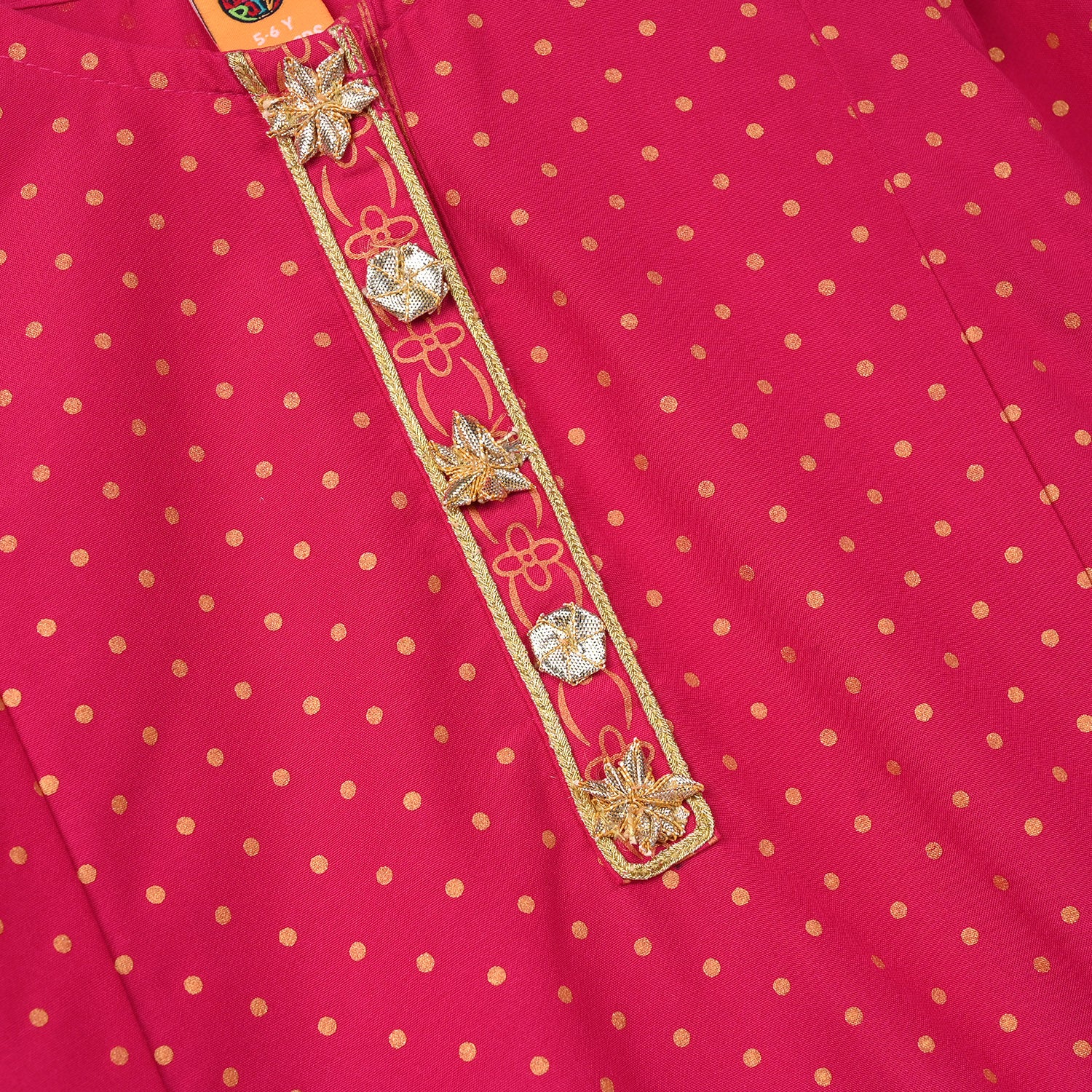Girls Cotton 2-Pcs Suit (Arzoo) - Bright Pink - Image 7