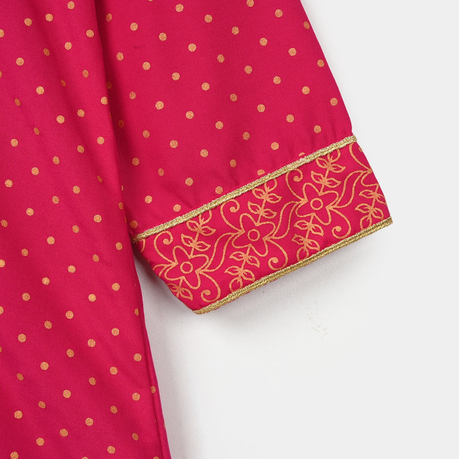 Girls Cotton 2-Pcs Suit (Arzoo) - Bright Pink - Image 8
