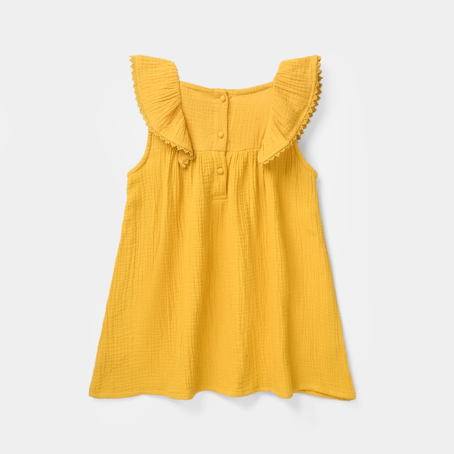 Girls Cotton Casual Frock (Sunny) - Yellow - Image 4
