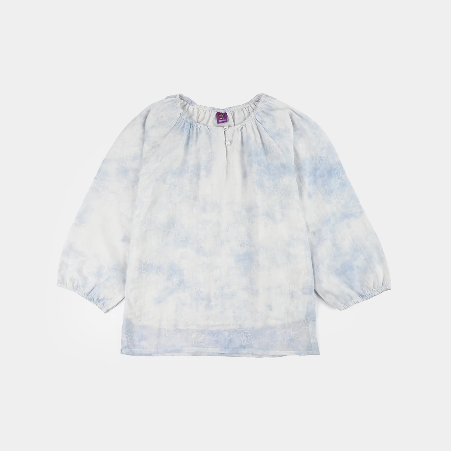 Girls Cotton Casual Top (Cozy) - Light Blue