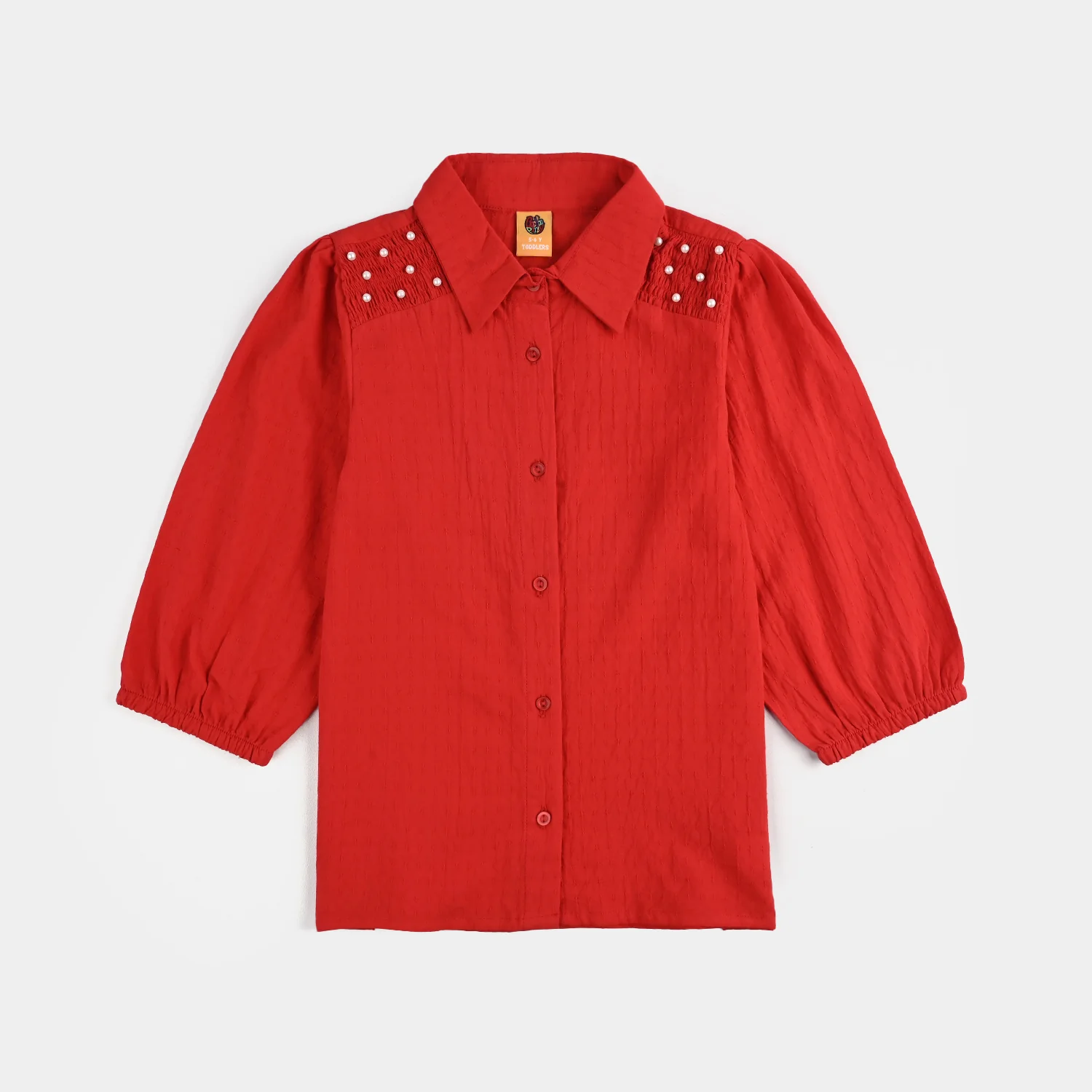 Girls Cotton Casual Top Fire - Red - Image 3