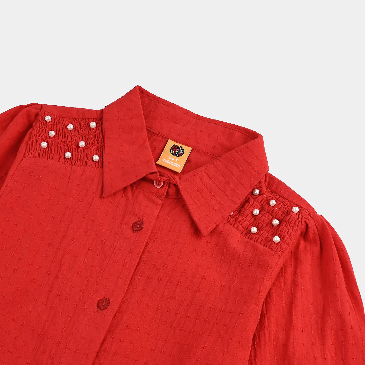 Girls Cotton Casual Top Fire - Red - Image 4