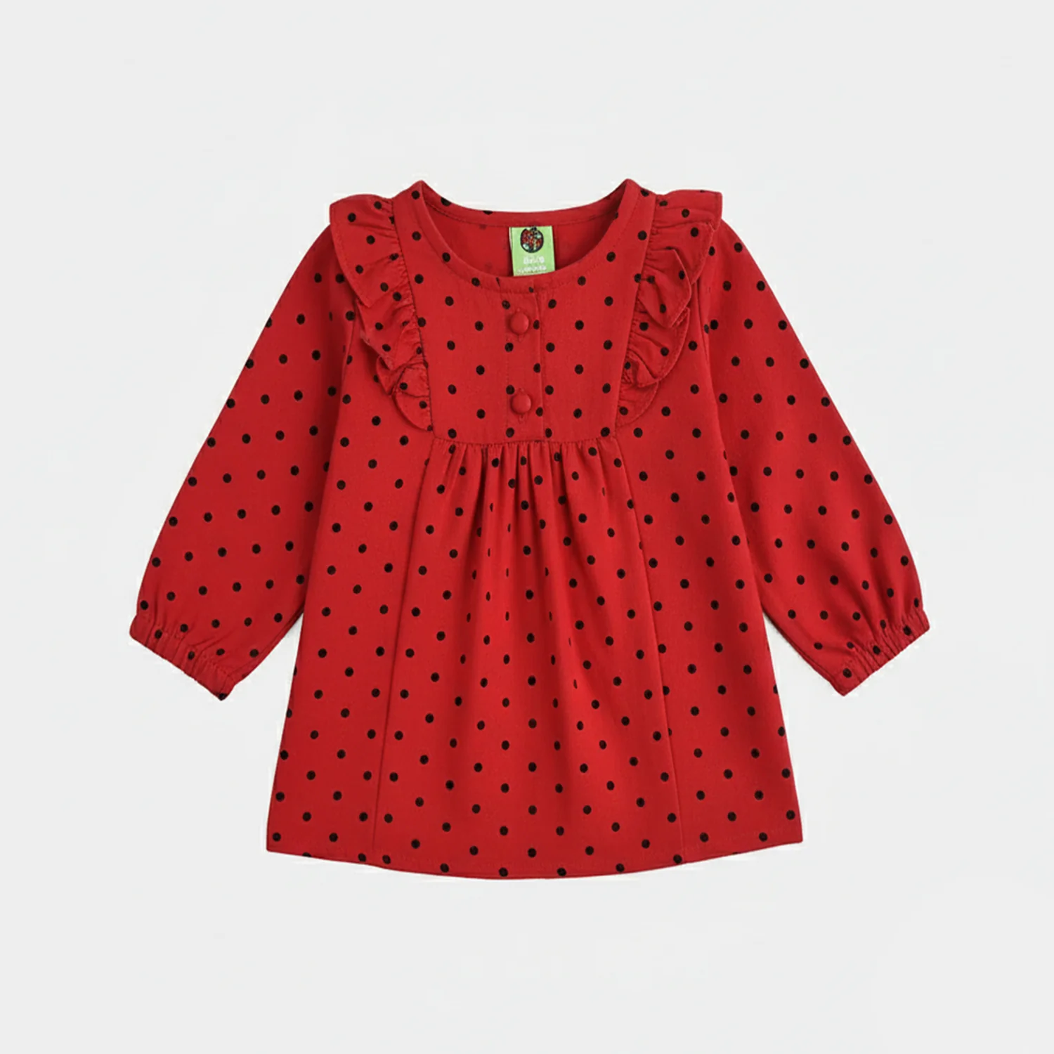 Girls Cotton Casual Top Polka Dot-Red
