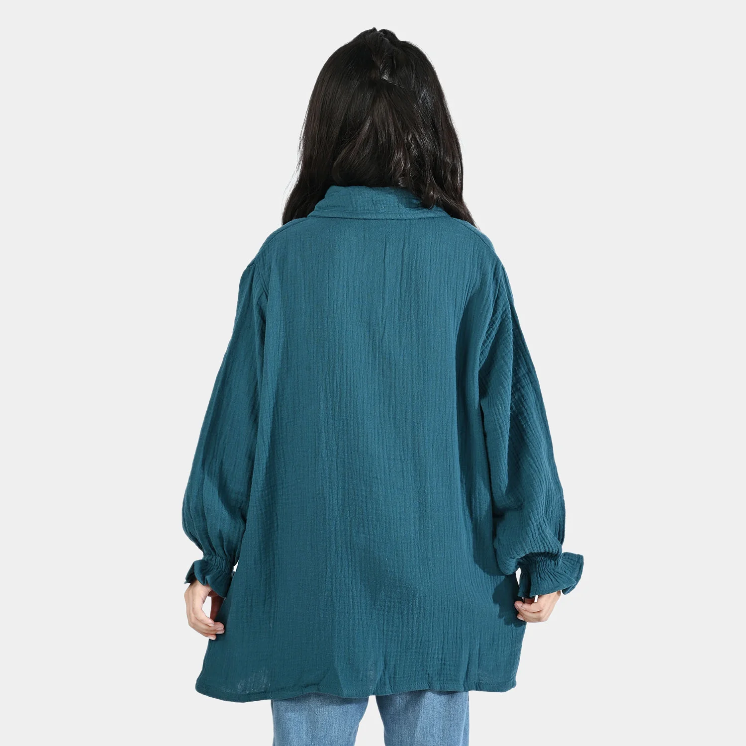 Girls Cotton Casual Top - Teal Green - Image 6