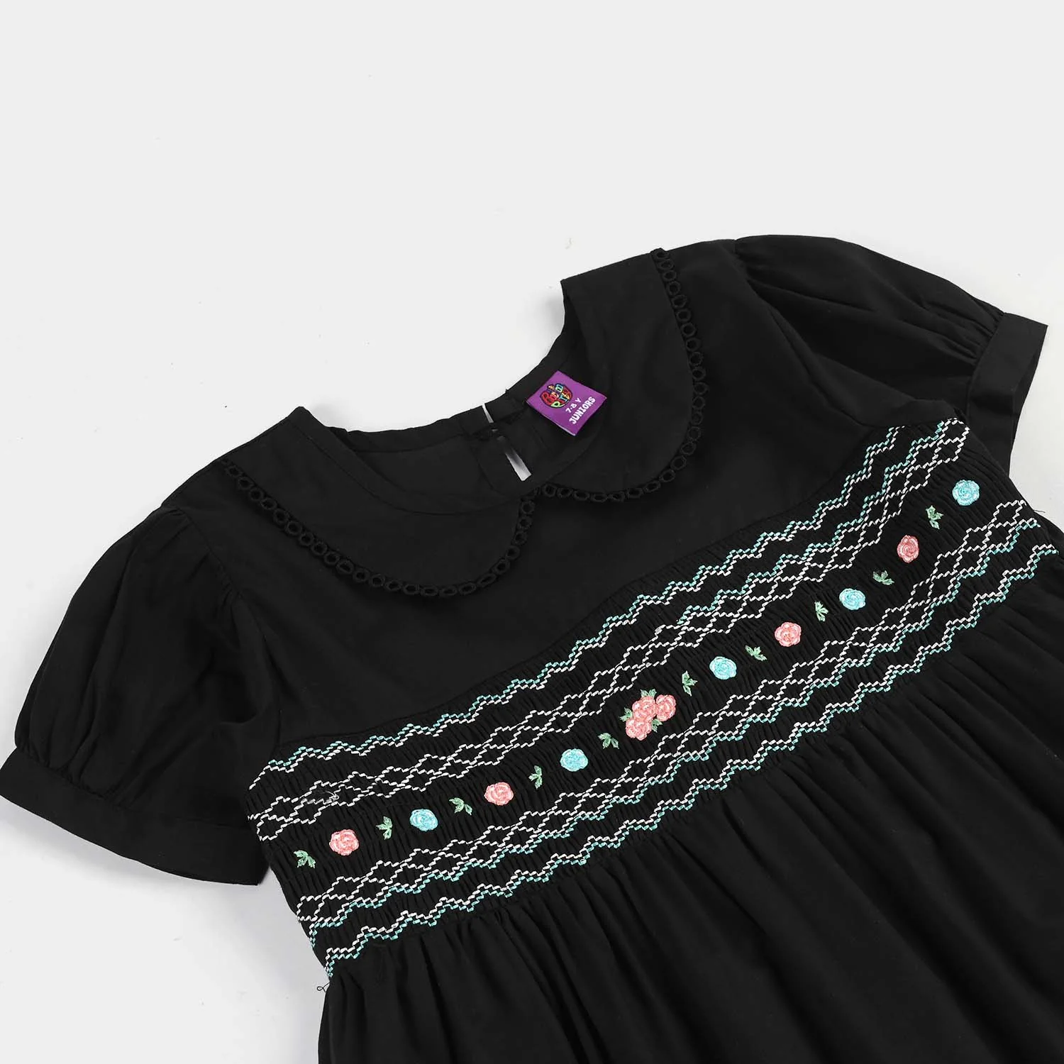 Girls Cotton Frock (Banana) - Black - Image 2