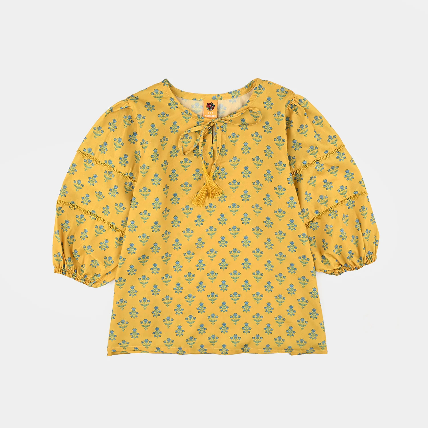 Girls Cotton Casual Top Sunshine-Yellow - Image 3