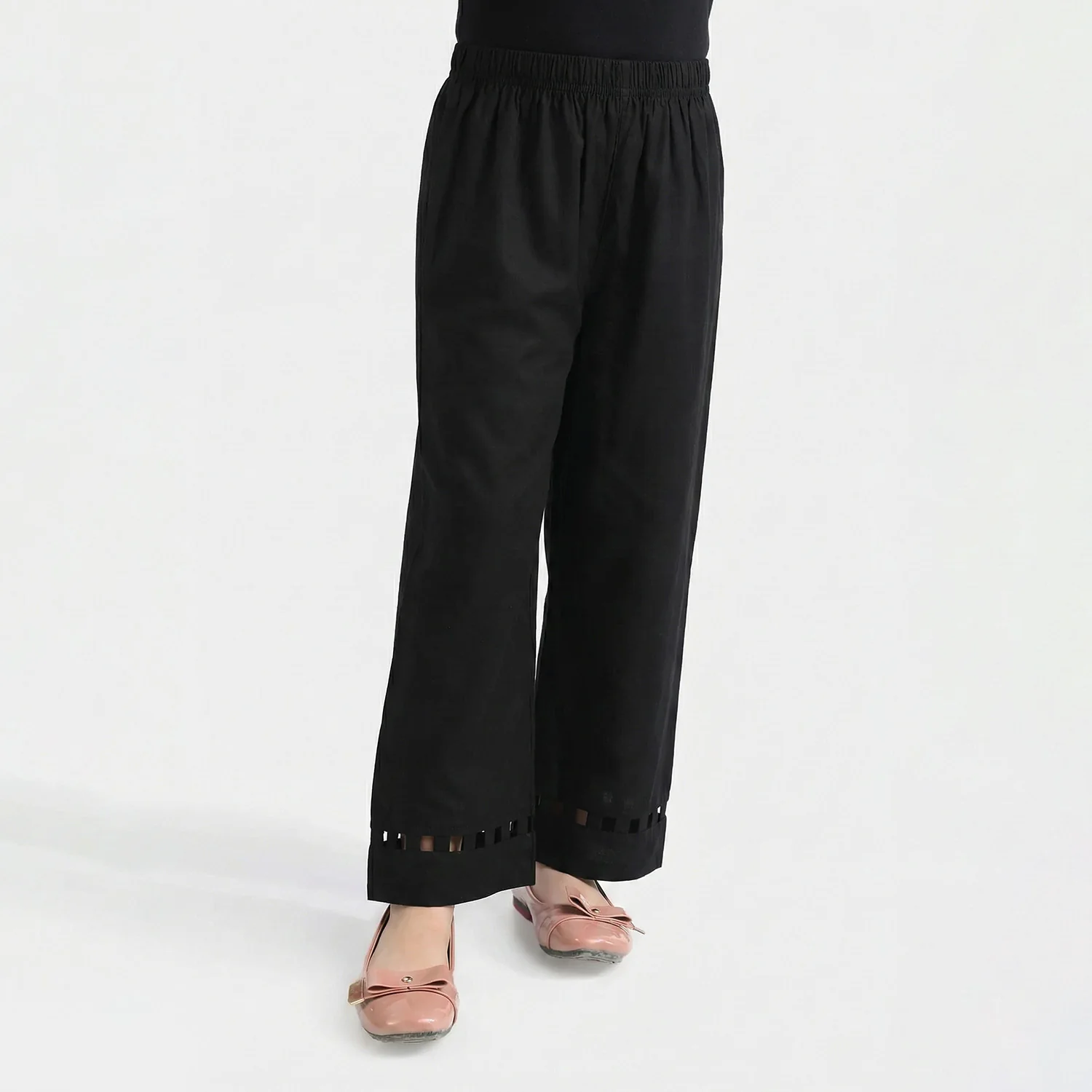 Girls Cotton Culottes Pants - Black