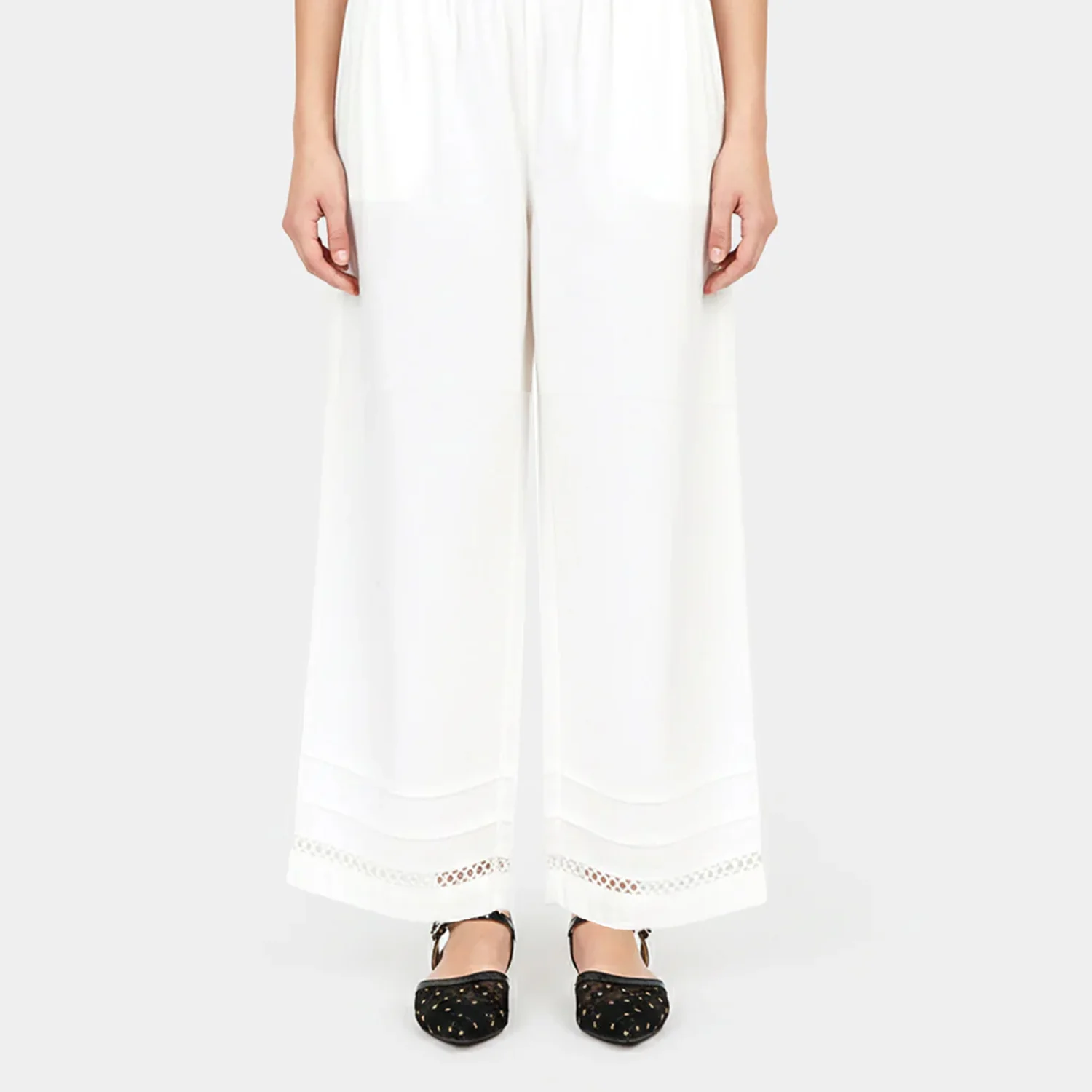 Girls Cotton Culottes Pintex - White