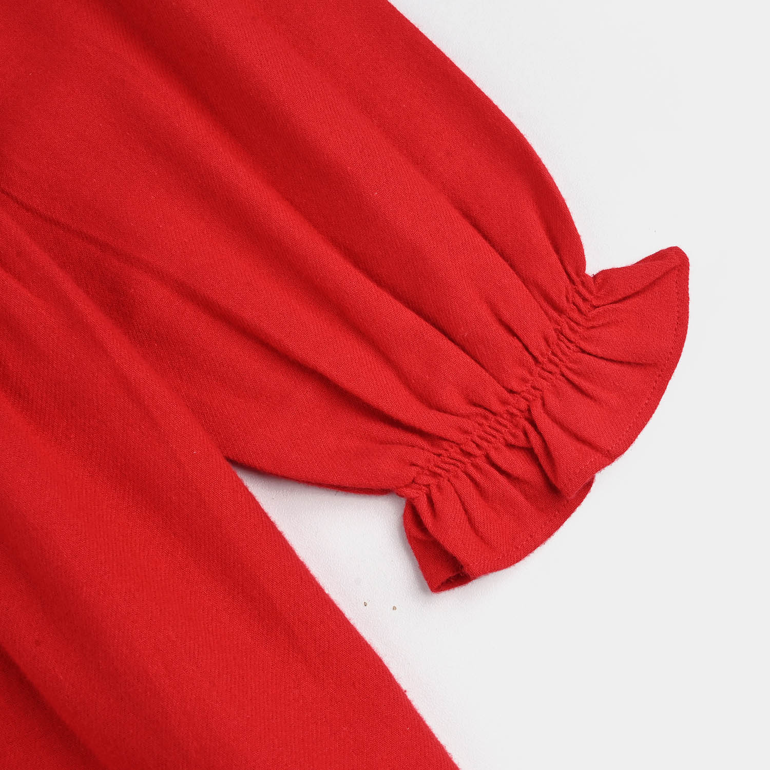 Girls Cotton EMB Frock - Red - Image 3