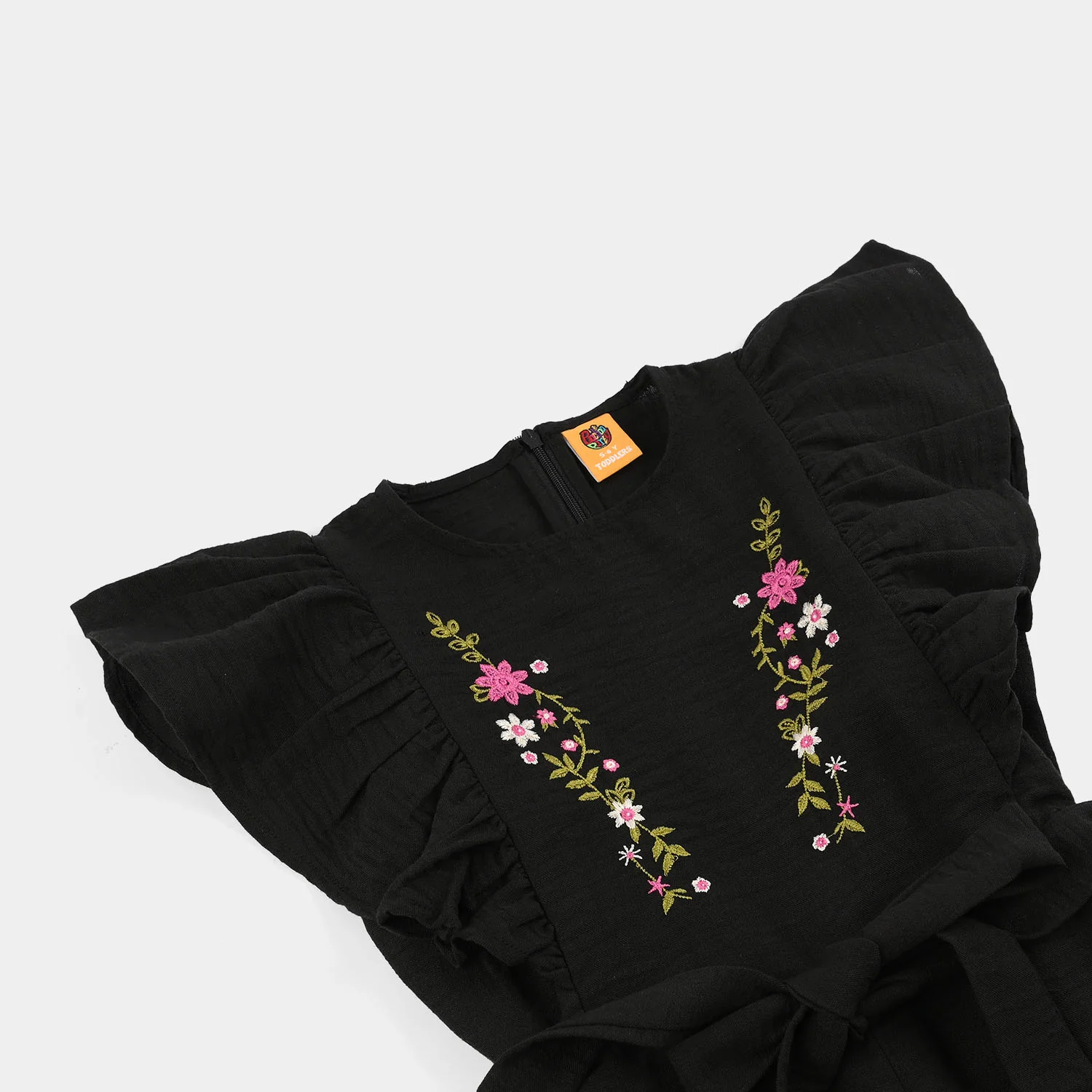 Girls Cotton Emb Jumpsuit Kinght Rise-BLACK - Image 2