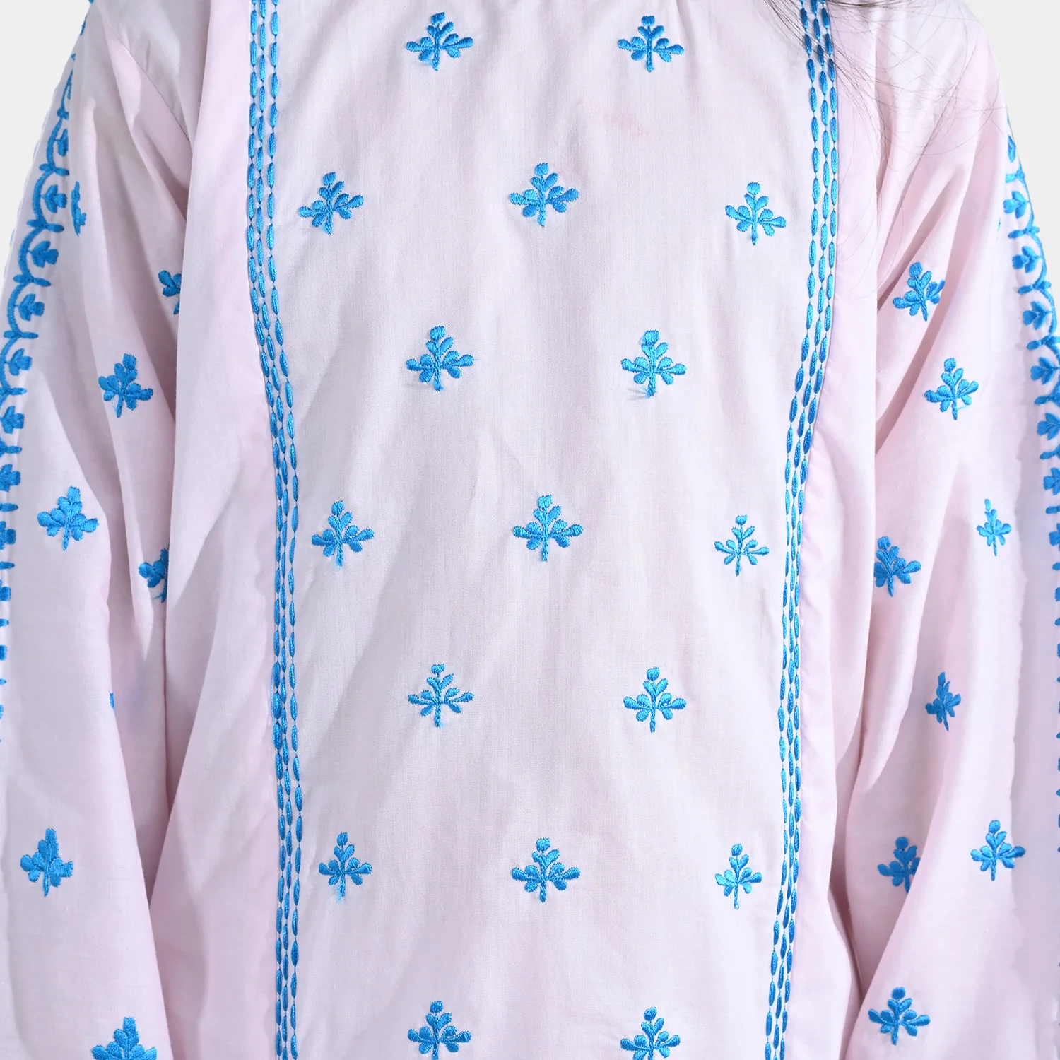 Girls Cotton Embroidered Kurti Roshan Jahan - Baby Pink - Image 2