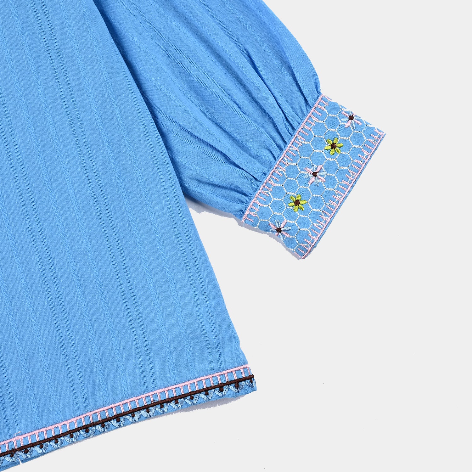 Girls Cotton Emb Top Fantasy - LT.Blue - Image 3