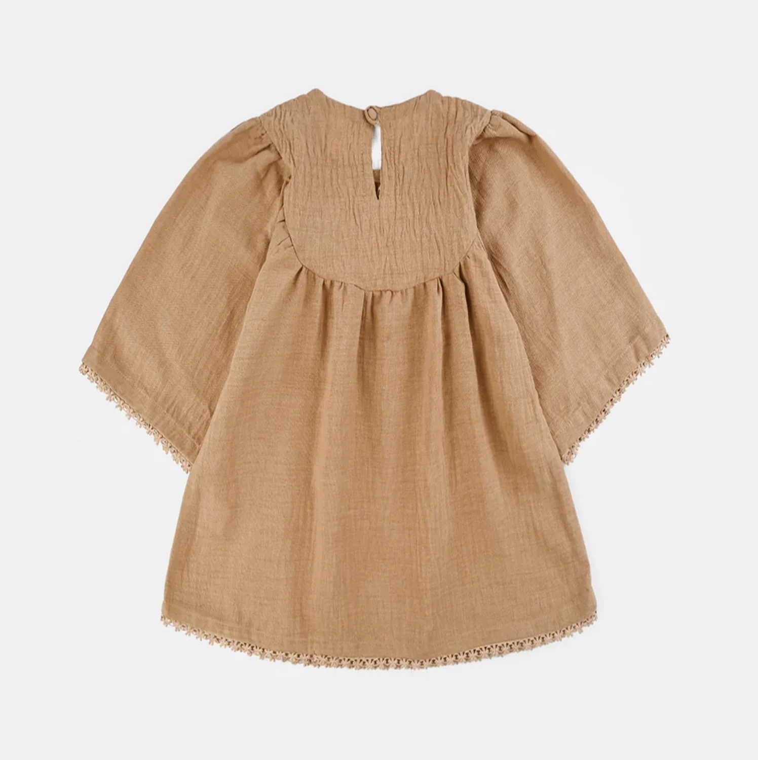 Girls Cotton Emb Top Pink Butter Fly-Sand - Image 7