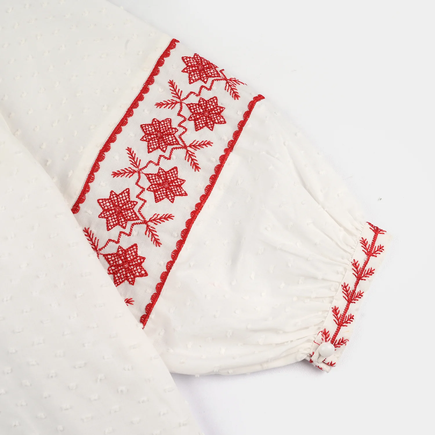 Girls Cotton Emb Top (Reddish) - White - Image 3