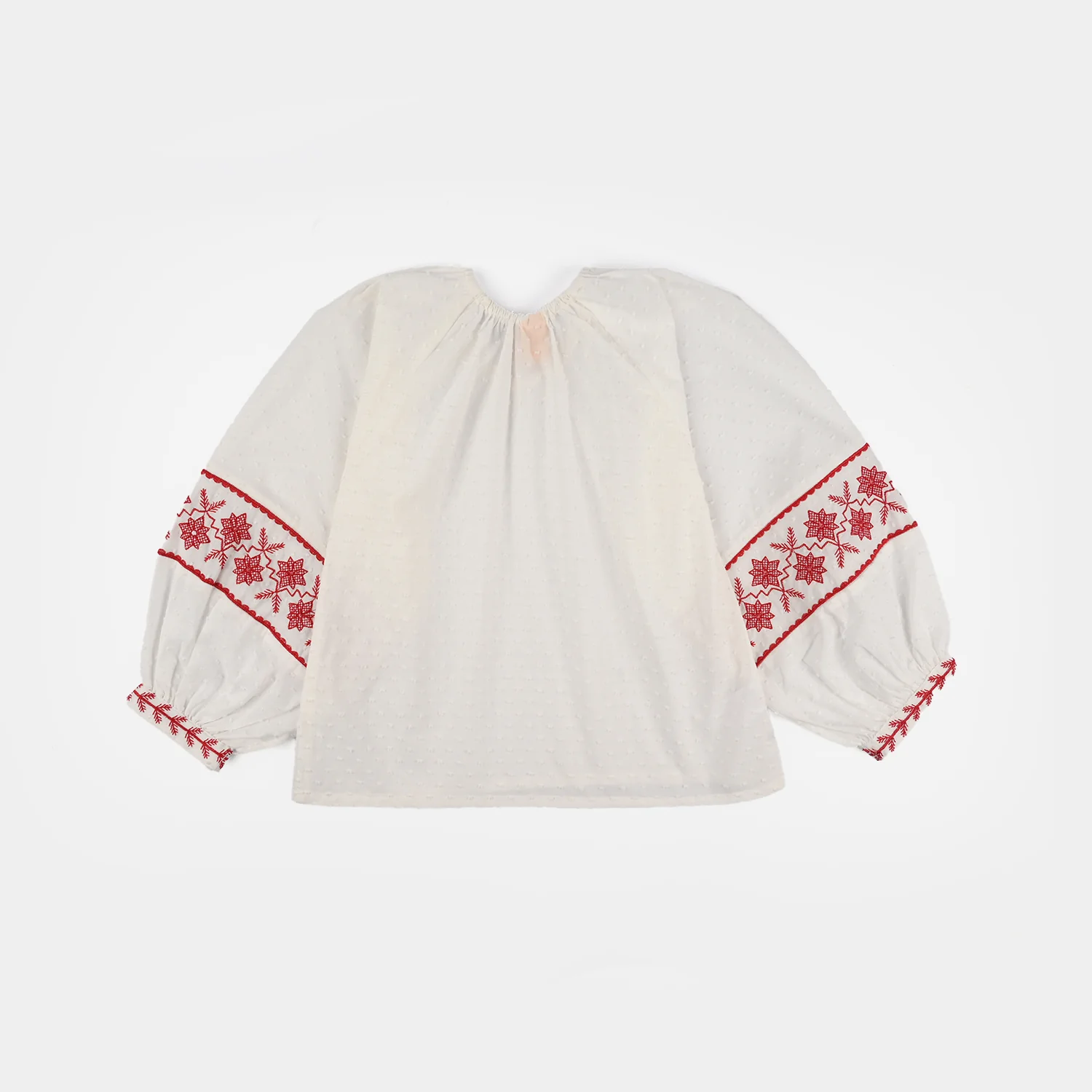 Girls Cotton Emb Top (Reddish) - White - Image 4
